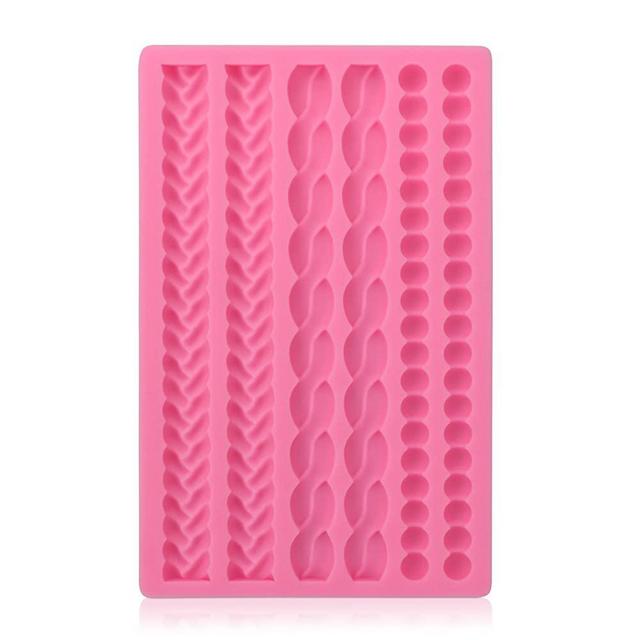 Silicone Pie Crust Mold, Beasea Pearl Mold for Fondant Braid Mold Silicone Rope Molds, Lace Rope Mold for Cake Decorating Sugarcraft Baking Mould Cookie Pastry Pies Chocolate Toppers