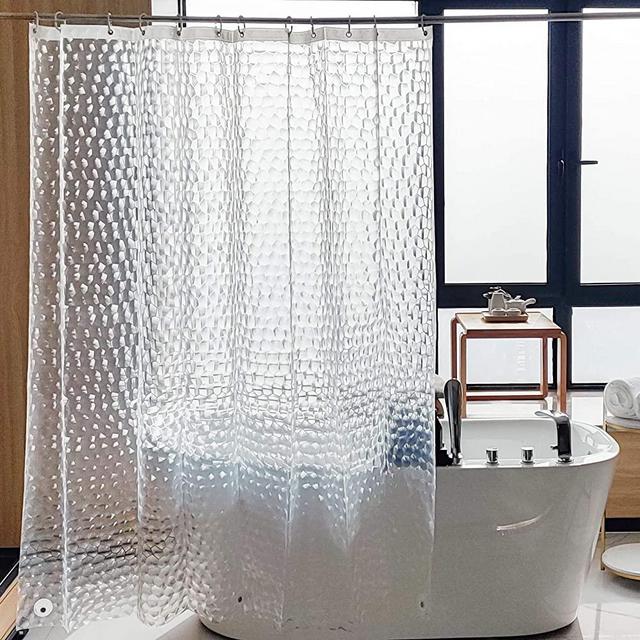 NTBAY EVA Clear Shower Curtain Liner, Water Repellent Shower Curtain for Bathroom Shower Stall, Water Cube, 72 x 72 Inches