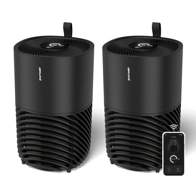 PuroAir 130i Smart Air Purifiers for Home Large Rooms - Covers Up To 600 Sq Ft - Filters Up To 99.9% of Pollutants, Smoke, Pollen, Dust - Quiet Air Filter - Air Purifiers for Bedroom (2 Pack)