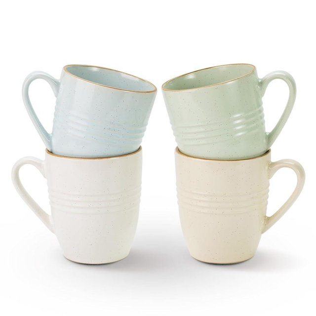 famiware Jupiter Coffee Mugs Set of 4, 14 OZ Coffee Mug, Microwave and Dishwasher Safe, Coffee Cups with Handle for Coffee, Tea, Cocoa, Milk, Multi-color
