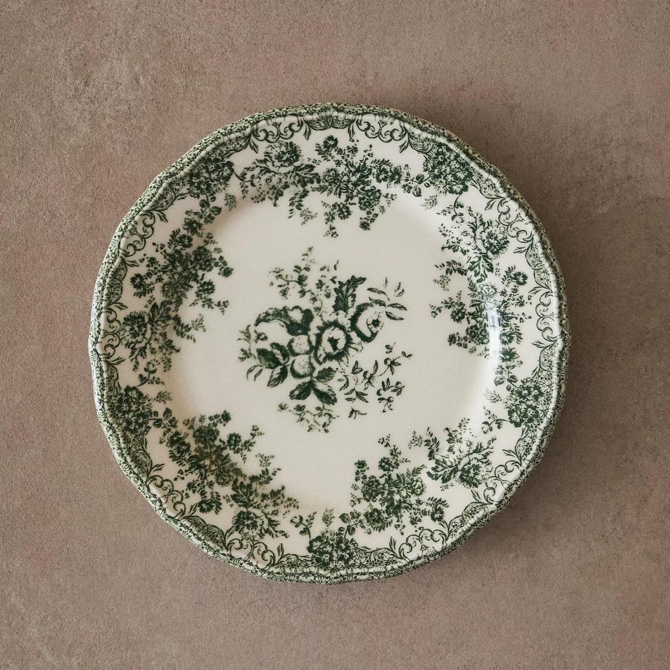 FLORAL EARTHENWARE DESSERT PLATE