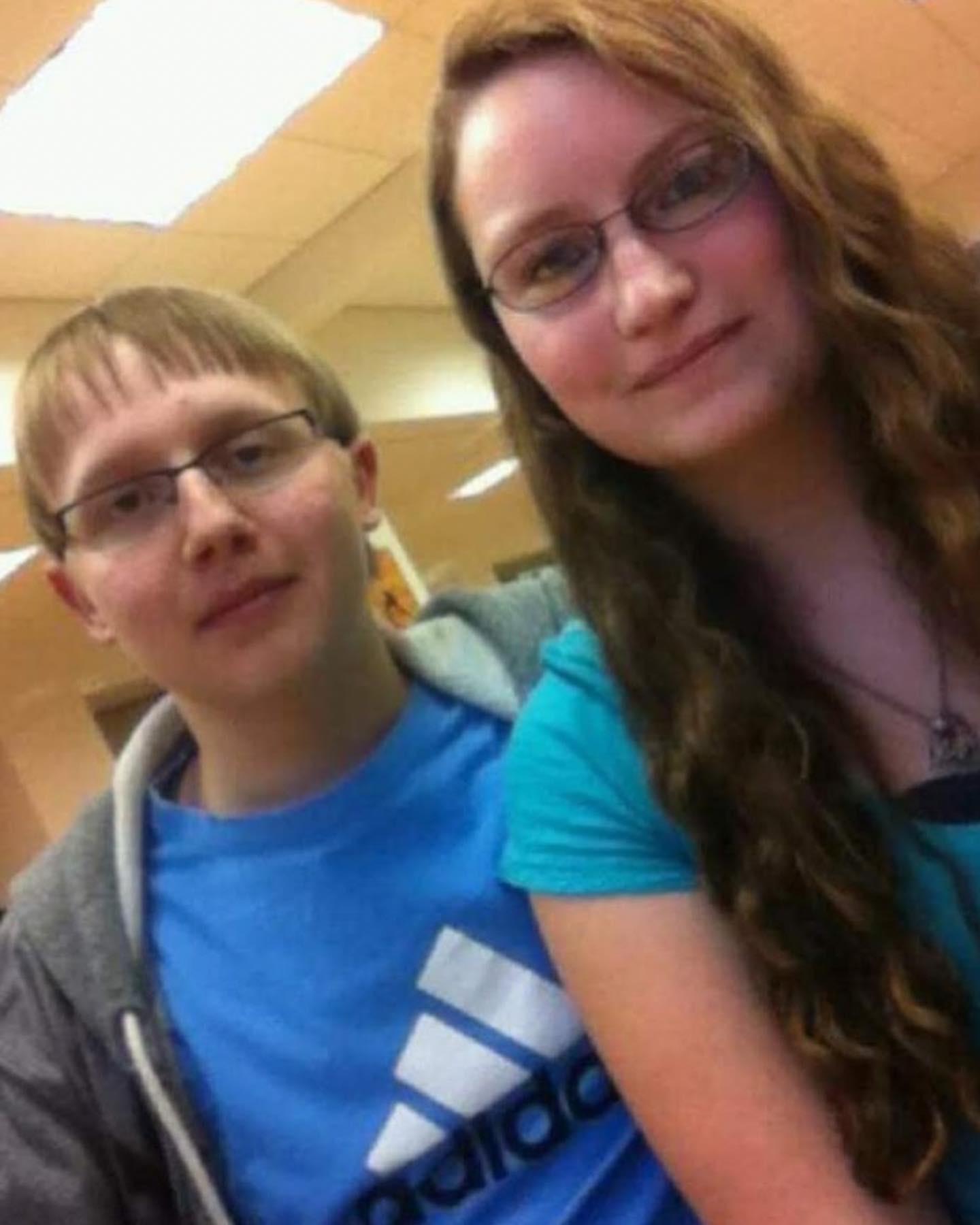 Their first photo taken together In the high school cafeteria. Haley was a freshman and Logan was a sophomore.