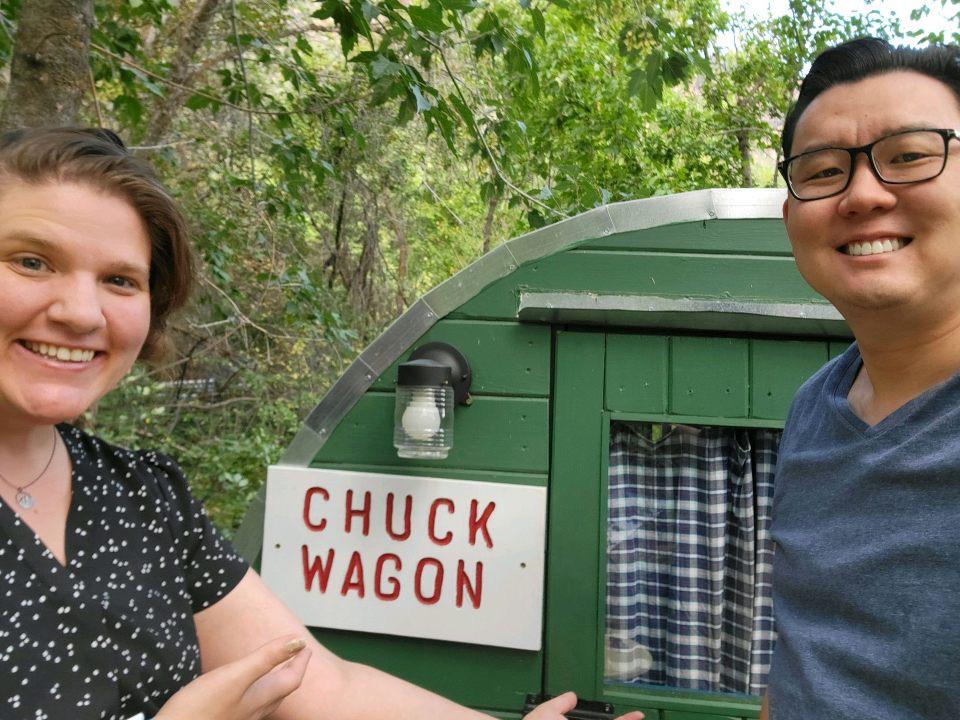 Shawna and Nick’s first trip together where they spent the night in a wagon