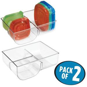 MetroDecor - mDesign Food Storage Lid Organizer for Kitchen Cabinet, Pantry - Pack of 2, Clear