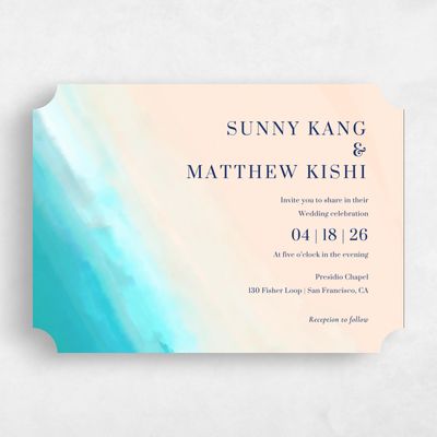 Blue Ticket Wedding Invitation - Chelan Landscape