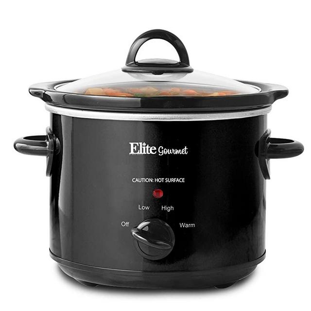 Elite Gourmet Glas Slow Cooker with Adjustable Temp, Entrees, Sauces, Stews & Dips, Dishwasher Safe Glass Lid & Crock, 3 Quart, Black