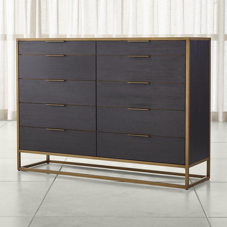 Crate And Barrel Oxford Black 10 Drawer Tall Dresser Zola