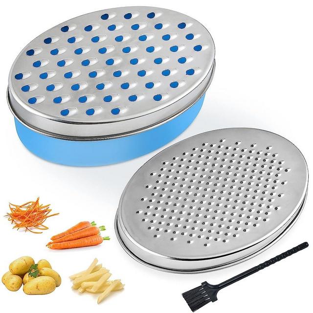 Cheese Grater Akamino Grater Lemon with Food Storage Container & Lid Grinder Grater for kitchen - Perfect For Hard Parmesan，Ginger, Vegetables, Butter (Blue)