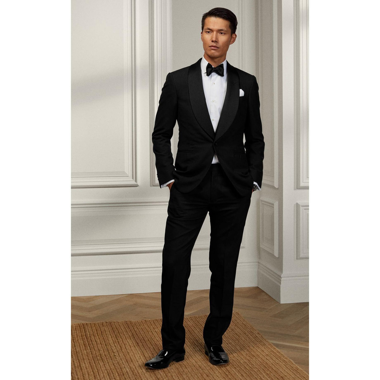 Black tux or dark suit