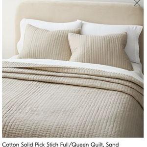 Cotton Solid Pick Stich Full/Queen Quilt, Sand