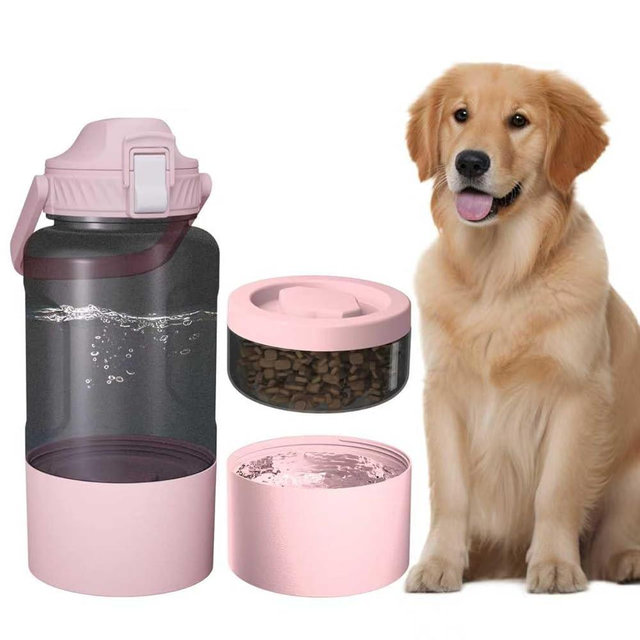Cibaabo 53oz Large Dog Water Bottle with Water & Food Bowl, 3-in-1 Portable Pet Feeding & Hydration Dispenser for Large Dogs & Humans, Leak-Proof Tritan Bottle for Hiking, Camping, Walking, Car Trips