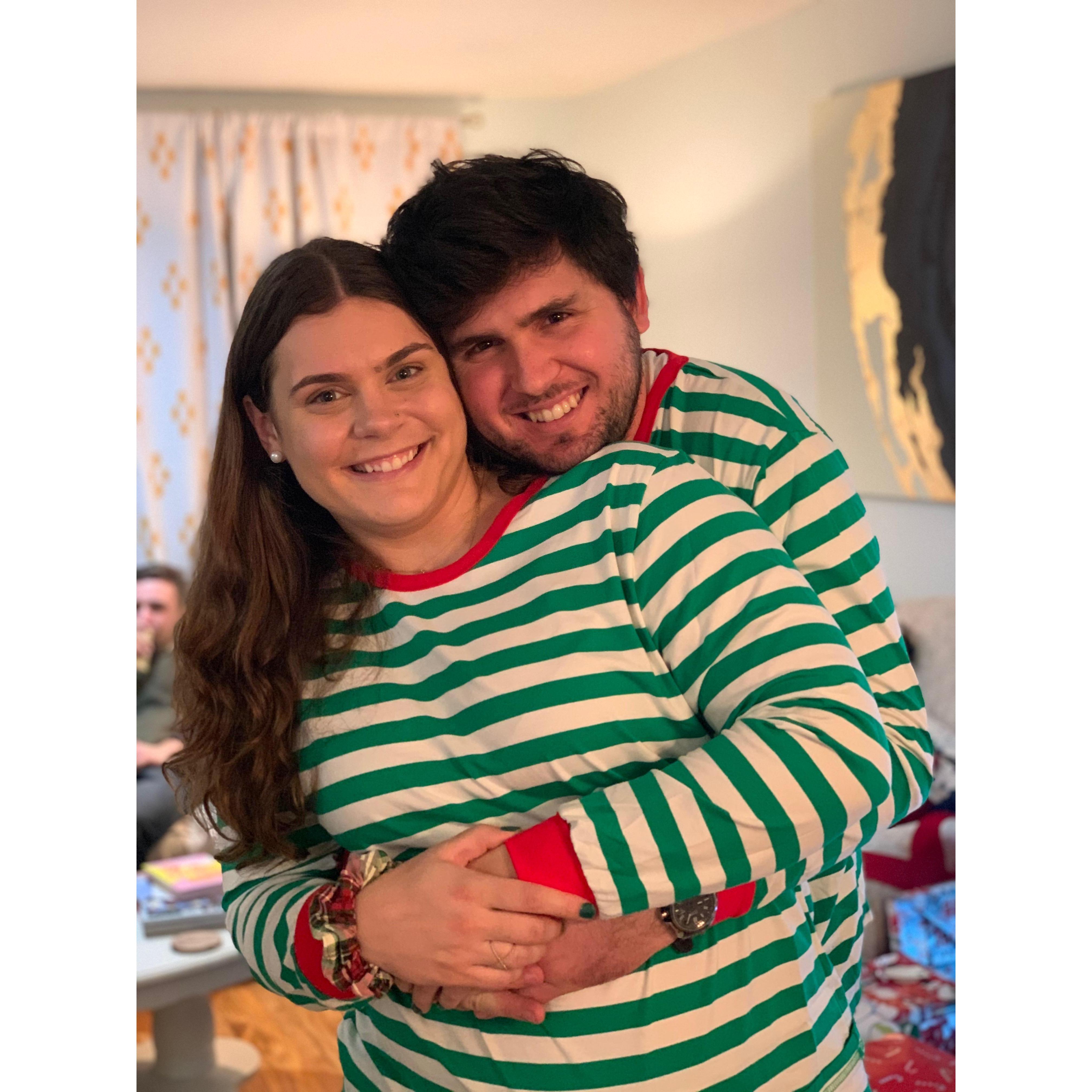 Christmas 2020, second Christmas together! Cordes still going strong with participating in matching Christmas PJ's.