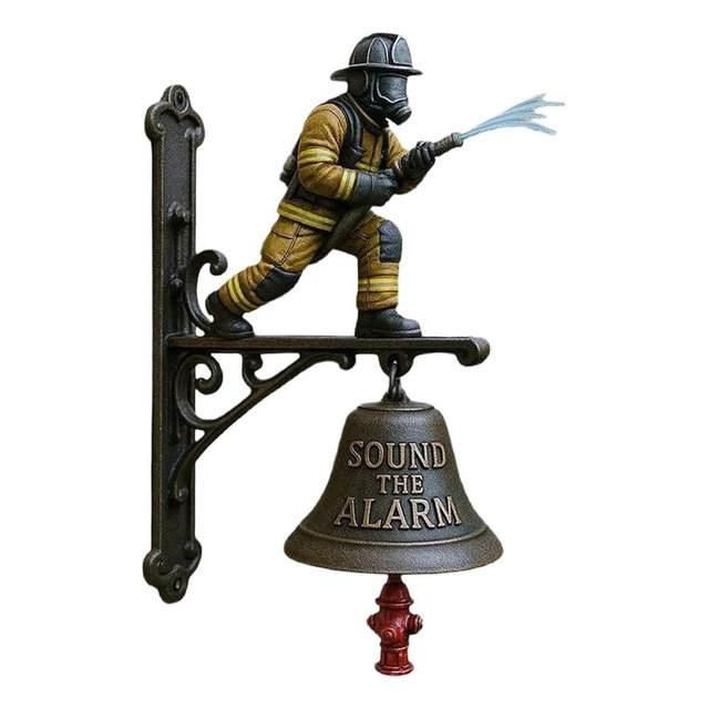 Firefighter Hydrant Welcome Doorbell, Vintage Commemorative Ornament Wall Mount Doorbell Decor, Loud Alarm Sound Entrance Bells for Patio, Porch, Home Décor