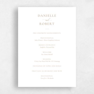 Metallic Bronze, Brown Wedding Program - Barnell Letterpress