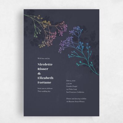 Blue Floral Wedding Invitation - Reverie Bloom