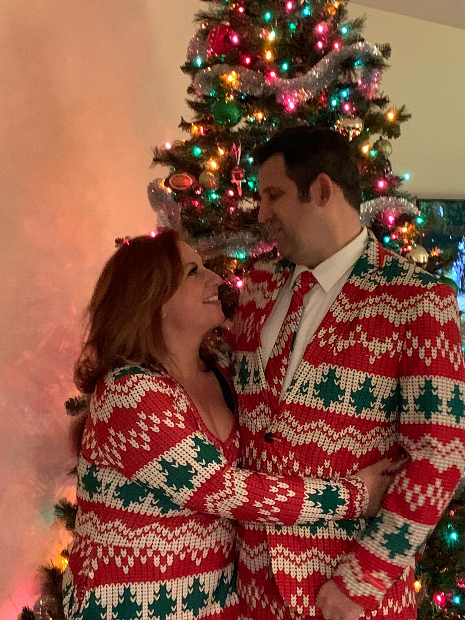Ugly Sweater Party...My Mom said she knew then that we were going to get married!