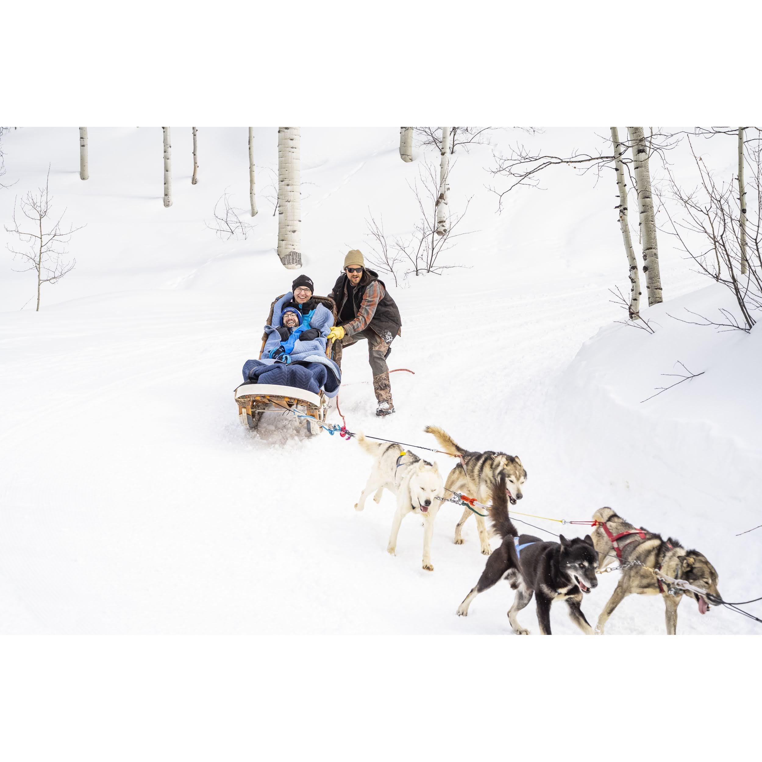 We celebrated engagement with a dog sled ride in Snowmass! 2022