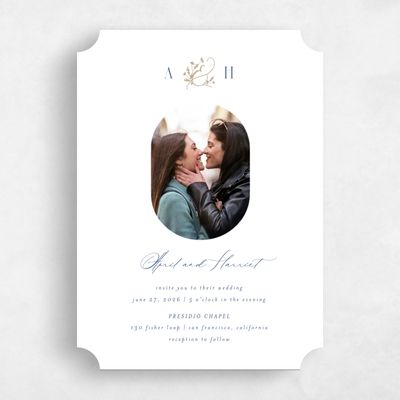 White Ticket Wedding Invitation - Olmo Frame