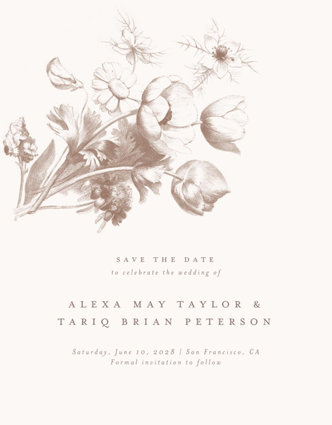 Tulipier Portrait | Taupe | Zola Save The Dates