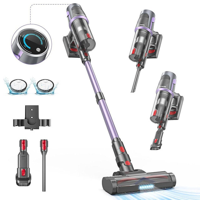 Cordless Vacuum Cleaner,MAX 50Mins Runtime Vacuum Cleaners for Home,30KPA Rechargeable Stick Vacuum with LED Lightweight Tangle-Free Upright,Vacuum Cleaner Suitable for Pet Hair/Carpet/Hardwood Floor