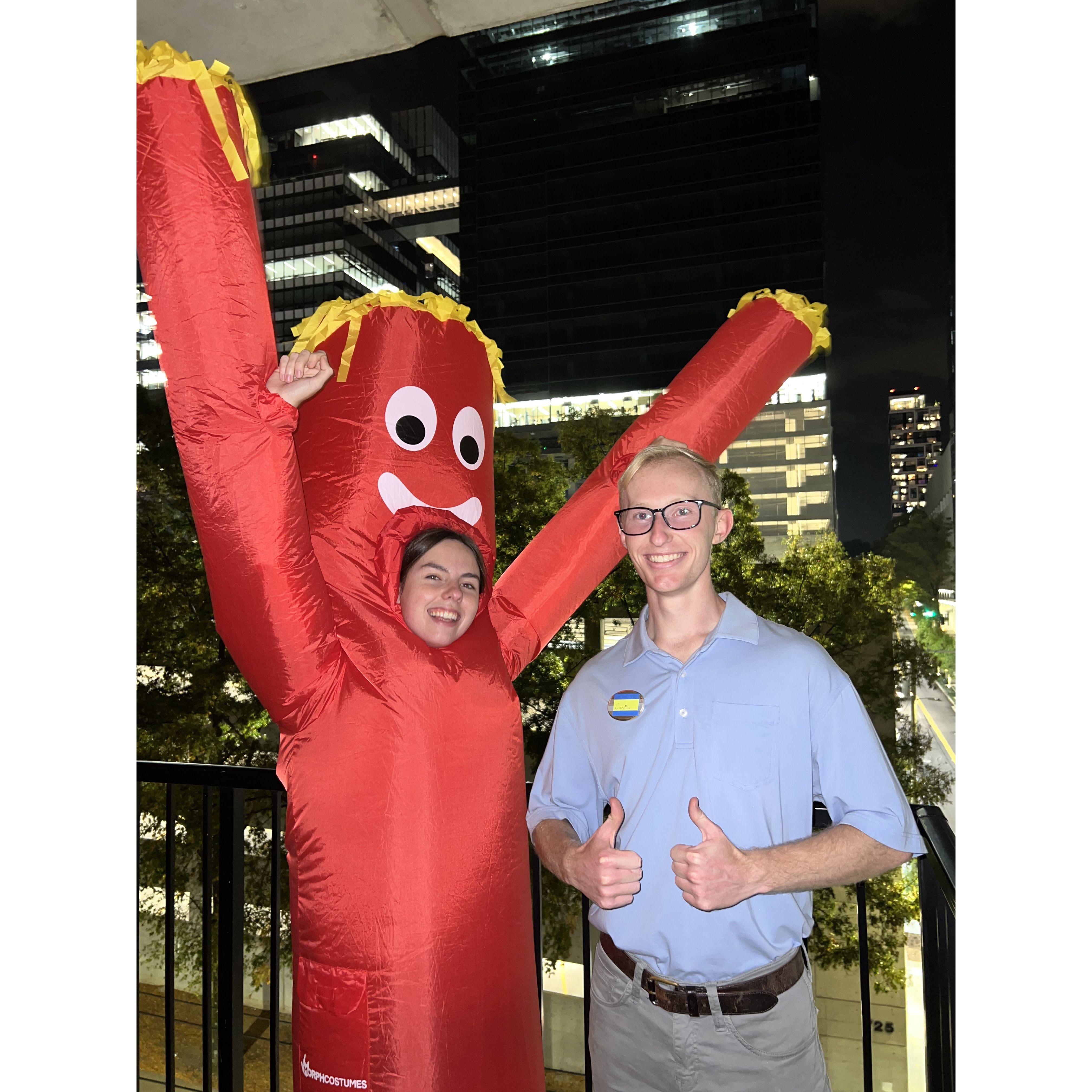 Our Halloween costumes are definitely something (and one of us is definitely more committed)
