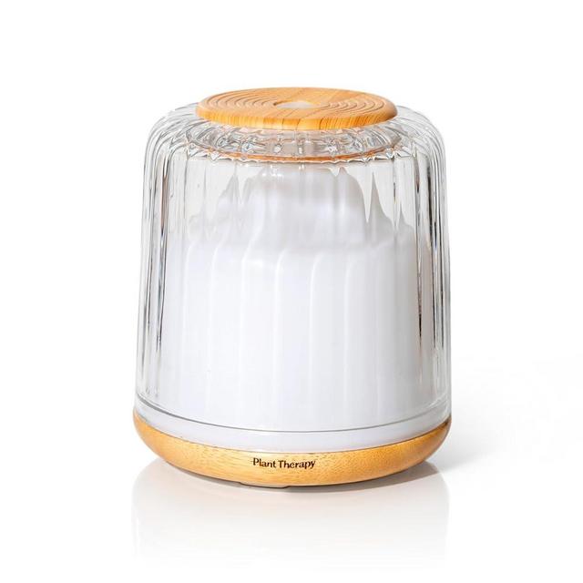 Plant Therapy Serenity Glass Diffuser, Elegant Glass Cover, Intermittent & Continuous Mist, Multiple Light Settings, Essential Oil Diffuser, 250 Square Feet Coverage