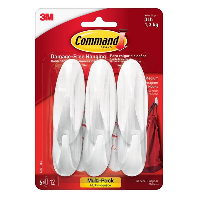 3M Command™ 6-Pack Medium Designer Hooks in White