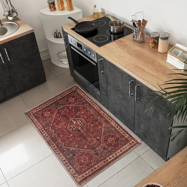 Keen Home Design Machine Washable Area Rugs with Non-Slip Backing, Ideal for Hallway, Living Room, Bedroom, Kitchen and Laundry Room, Vintage Moroccan and Low Pile Rug (2' x 3')