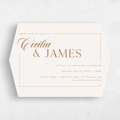 Beige Diamond Wedding Invitation - Carulas Landscape
