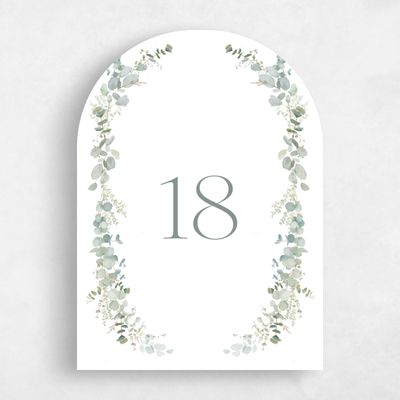 White Arch Wedding Table Number - Verde