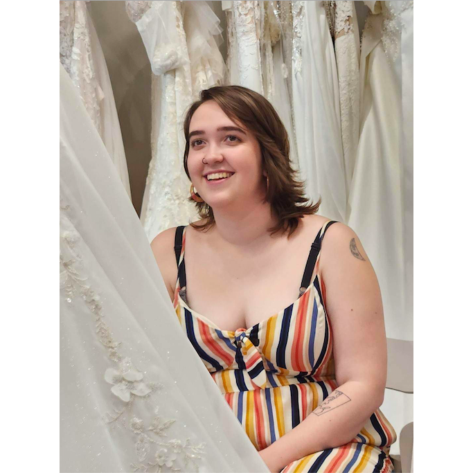 Kyla, seeing Rowan trying on wedding dresses, June 18th, 2023