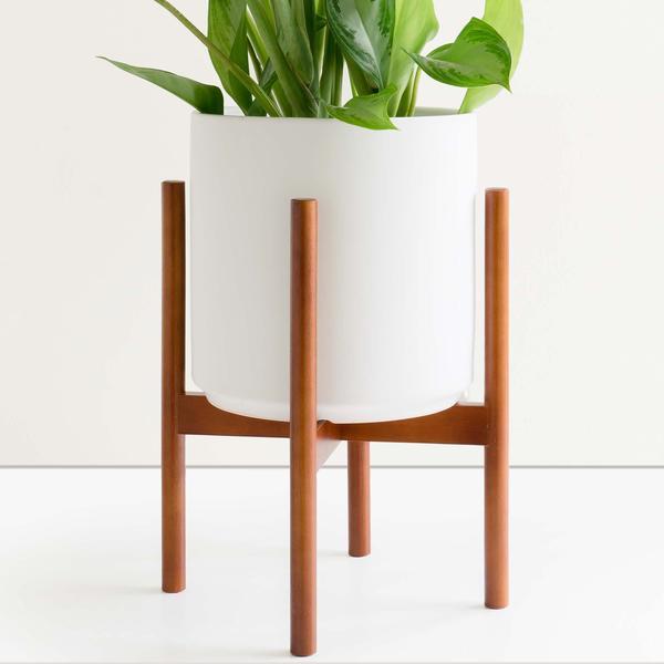 Classic Ceramic Planter + Wood Stand