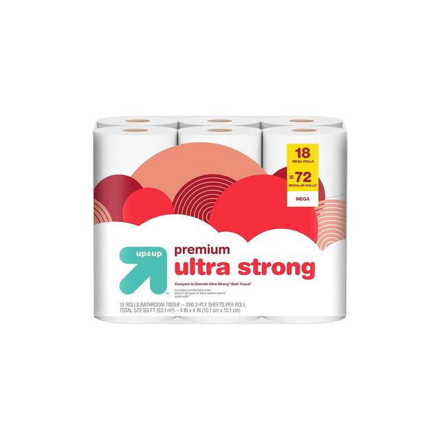 Premium Ultra Strong Toilet Paper - 18 Mega Rolls - Up&Up™