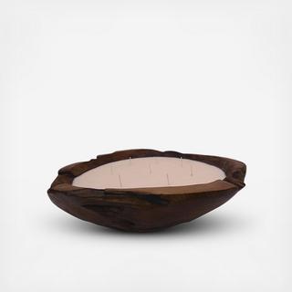Large Bowl Wood Carved Candle