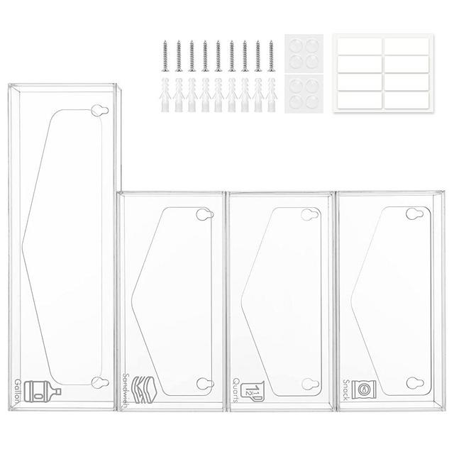Acrylic Baggie Holder, X-Chef 4 Pack Ziplock Bag Storage Organizer for Drawer, Food Storage Bag Organizer Holders Compatible with Variety Size Ziplock Bags Dispenser