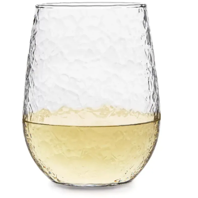 Libbey Hammered Stemless All-Purpose Wine Glasses, 17-ounce, Set of 8