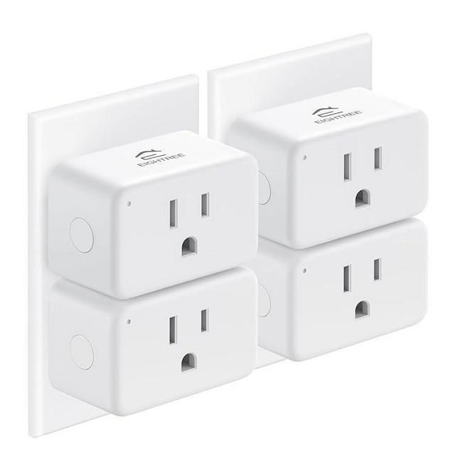 EIGHTREE Mini Smart Plug 𝟭𝟱𝗔, Smart Plugs That Compatible with 𝗔𝗹𝗲𝘅𝗮 & Google Home & SmartThings, No Hub Required，Smart Outlet with Remote Control, Timer & Schedule, 2.4GHz WiFi Only, 4 Packs
