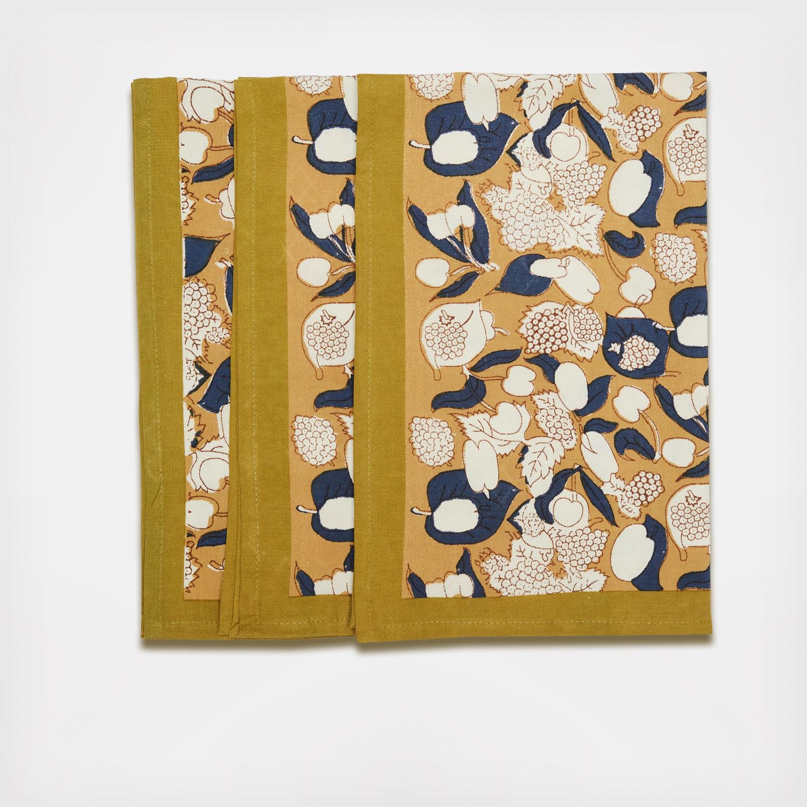 Couleur Nature - Forest Harvest Mustard & Blue Tea Towels - Thumbnail 5