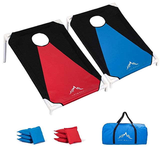 Himal Portable PVC Framed Cornhole Game Set with 8 Bean Bags and Carrying Bag (Blue-Red,3 x 2-feet) …