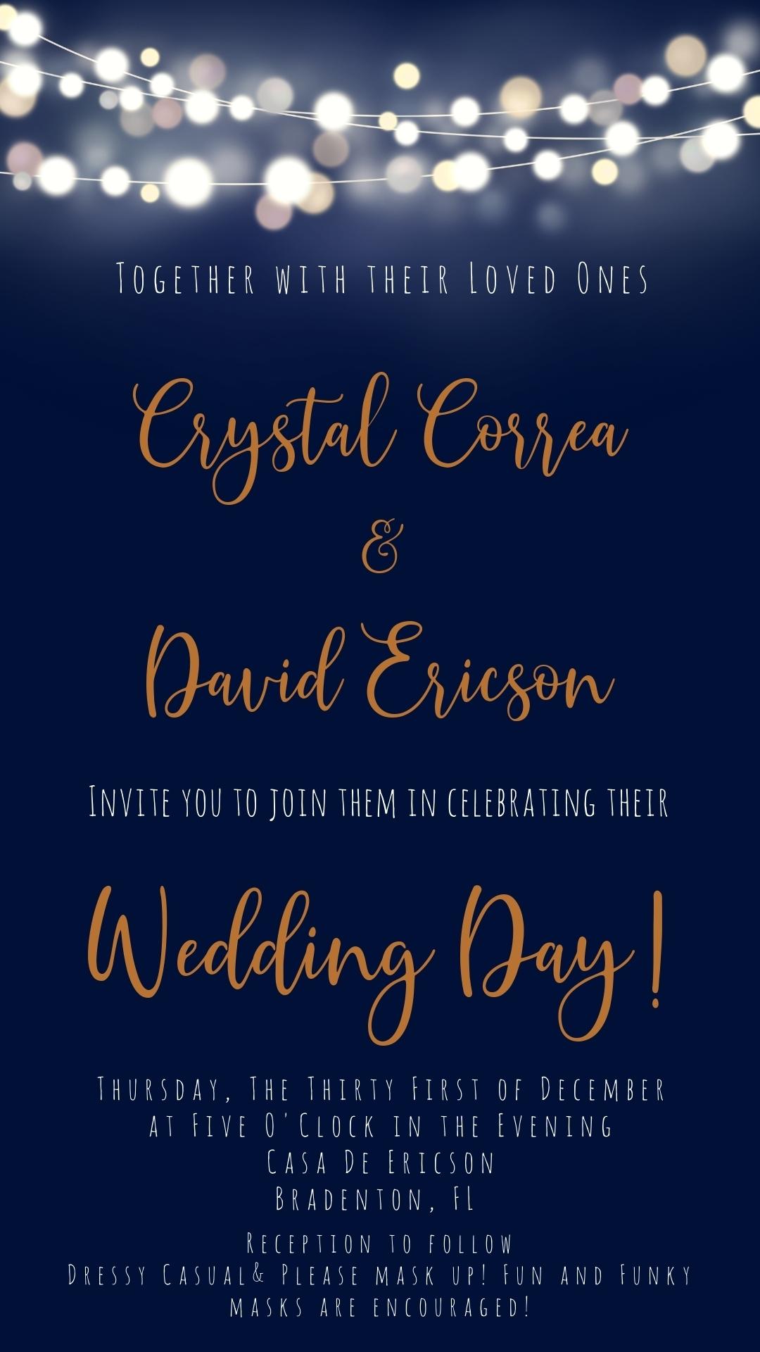 The Wedding Website of Crystal Correa and David Ericson