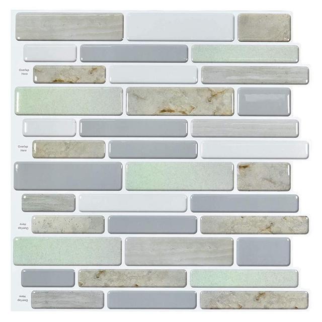 Art3d 10-Sheet Peel and Stick Backsplash for Kitchen in Jade, Stick on Tile for Bathroom, 12"x12"