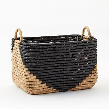 Two-Tone Seagrass Baskets, Large Rectangle, 12"
