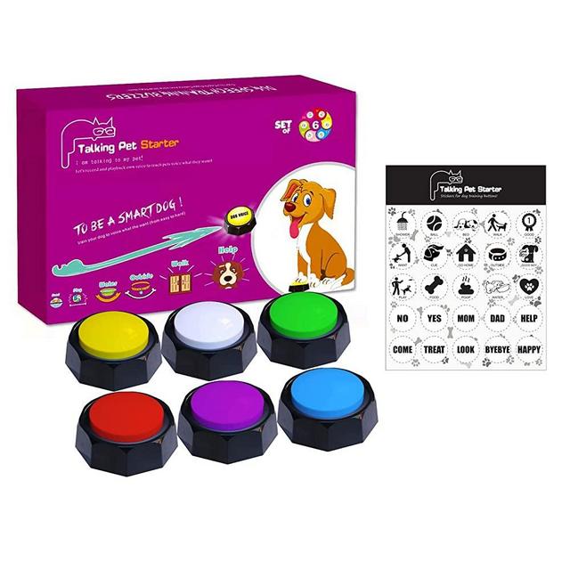 U-Likee Set of 6 Colors Dog Buttons-Recordable Button-Dog Speech Training Buzzer-Train Your Dog to Voice What They Need(Battery Included)