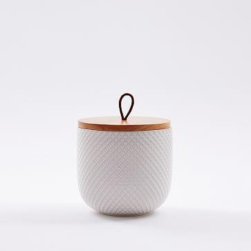 Textured Kitchen Cannister, Short, White Grid