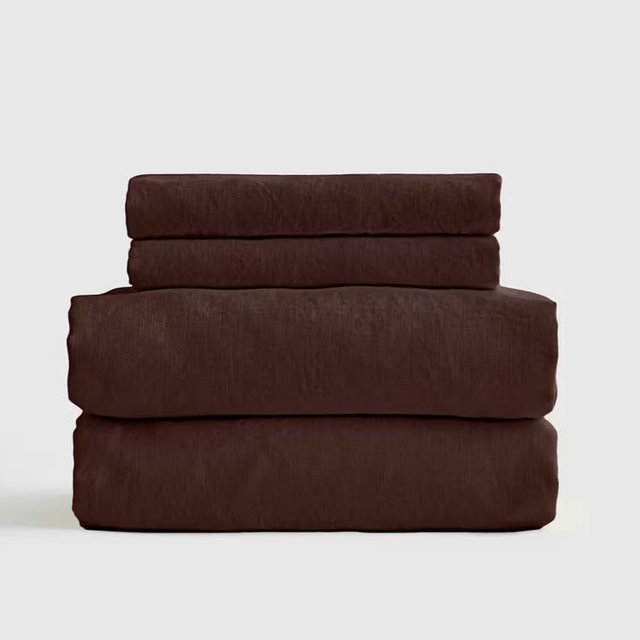 Organic Brushed Cotton Sheet Set - Espresso, Queen