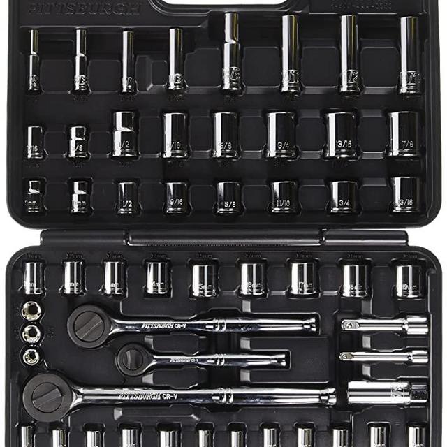Pittsburgh 64 Piece 1/4, 3/8 and 1/2 Socket Set