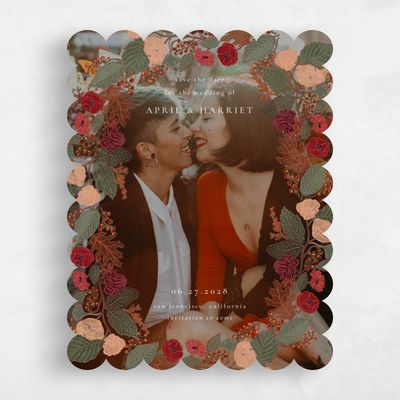 Pink Scalloped Wedding Save the Date - Elody Photo