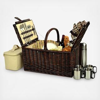 4-Person Buckingham Picnic Basket with Coffee Set