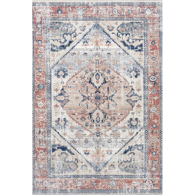Nuloom Larkspur Persian Fringed Pet Friendly Machine Washable Area Rug, 8' 10" x 12', Brick
