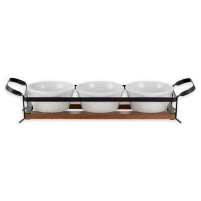 Over & Back® Farmhouse 4-Piece Condiment Bowl and Tray Set in White